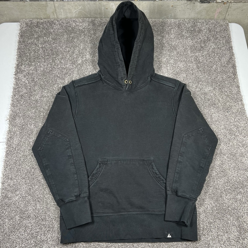 American Giant Hoodie Medium Distressed Faded Black Sweatshirt Heavy Cotton USA